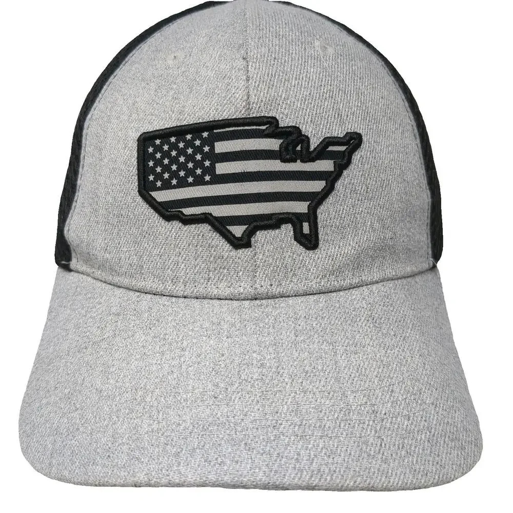 Highland Tactical Baseball Cap Gray Black One Size USA Flag Patch Mesh Back